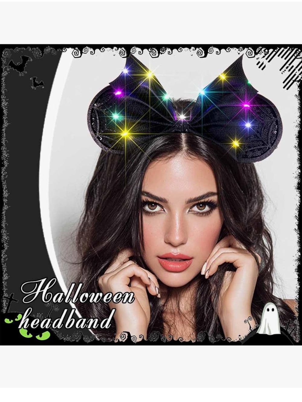Light Up Mouse Ears Headbands Led Bat Hairbands - Picture 5 of 8